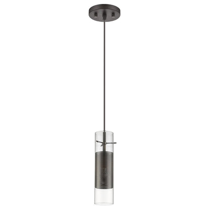 Glass and Bronze Mesh Shade Hanging Light HomeRoots