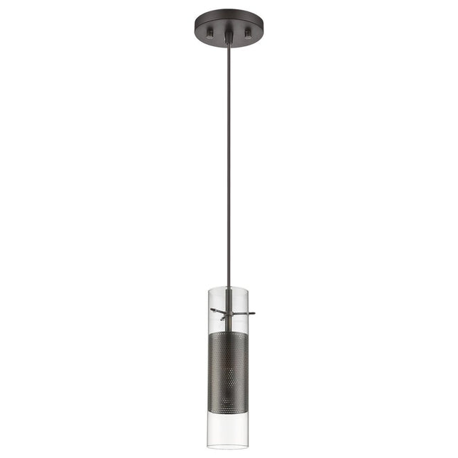 Glass and Bronze Mesh Shade Hanging Light HomeRoots