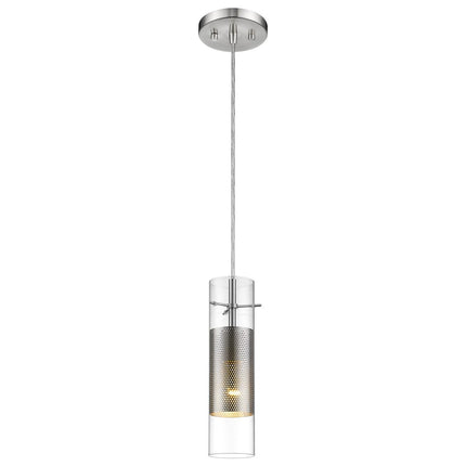 Glass and Silver Mesh Shade Hanging Light HomeRoots