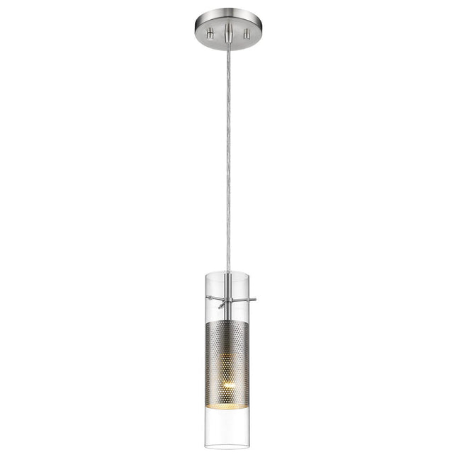 Glass and Silver Mesh Shade Hanging Light HomeRoots
