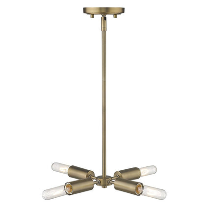 Gold Four Light Metal Dimmable Chandelier HomeRoots