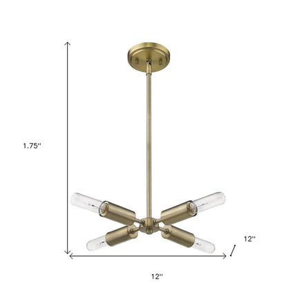 Gold Four Light Metal Dimmable Chandelier HomeRoots
