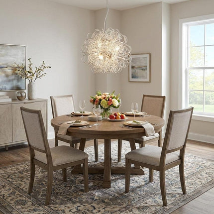 Silver Metal Wire Four Light Dimmable Ceiling Light HomeRoots