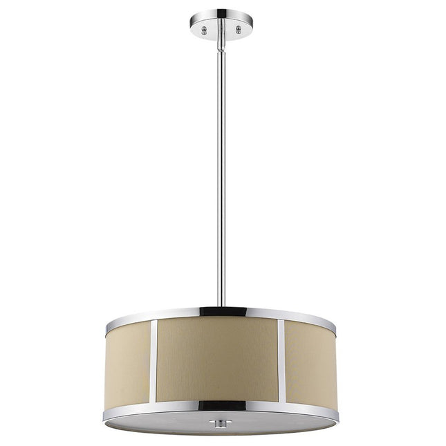 Butler 2-Light Polished Chrome Pendant With Coarse Cream Linen Shade And Opal Acrylic Diffuser HomeRoots