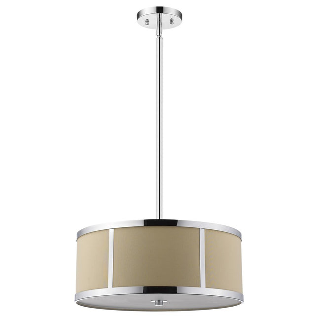 Butler 3-Light Polished Chrome Pendant With Coarse Cream Linen Shade And Opal Acrylic Diffuser HomeRoots