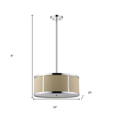 Butler 3-Light Polished Chrome Pendant With Coarse Cream Linen Shade And Opal Acrylic Diffuser HomeRoots