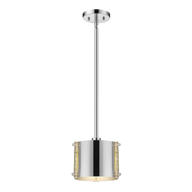 Zoom 1-Light Polished Stainless Steel Pendant With Seeded Acrylic Accents HomeRoots