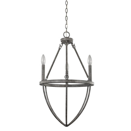 Ash Gray Candle Style Three Light Metal Dimmable Chandelier HomeRoots