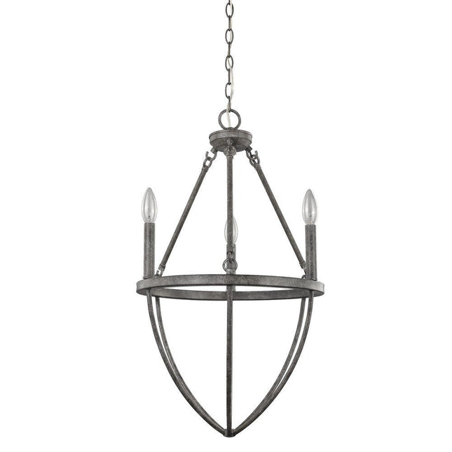 Ash Gray Candle Style Three Light Metal Dimmable Chandelier HomeRoots