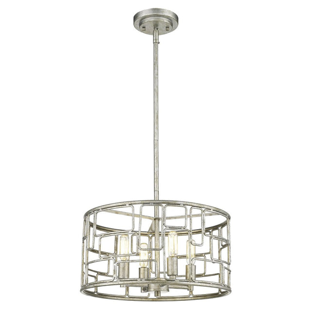 Amoret 4-Light Antique Silver Convertible Pendant HomeRoots