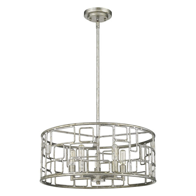 Amoret 5-Light Antique Silver Convertible Pendant HomeRoots