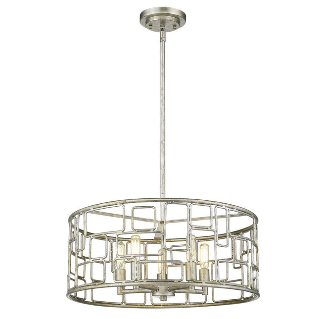 Amoret 5-Light Antique Silver Convertible Pendant HomeRoots