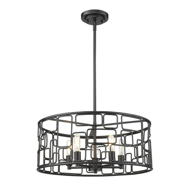Amoret 5-Light Matte Black Convertible Pendant HomeRoots