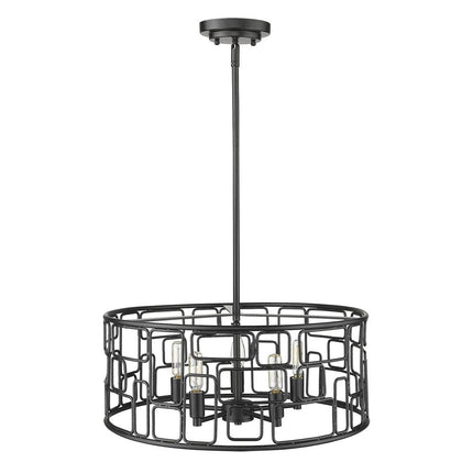 Amoret 5-Light Matte Black Convertible Pendant HomeRoots