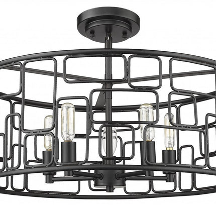 Amoret 5-Light Matte Black Convertible Pendant HomeRoots