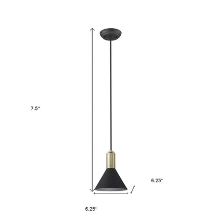Matte Black and Gold Conical Pendant Hanging Light HomeRoots