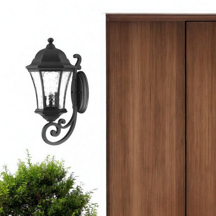 XL Matte Black Tapered Lantern Wall Light HomeRoots
