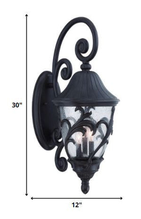 Three Light Matte Black Leaf Detail Wall Light HomeRoots