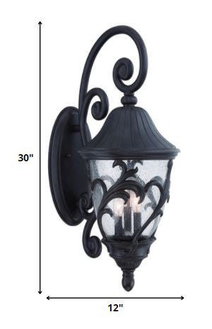 Three Light Matte Black Leaf Detail Wall Light HomeRoots