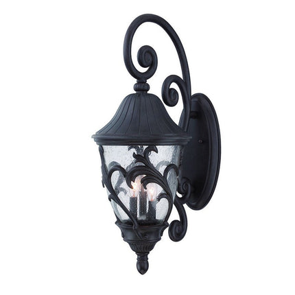 Three Light Matte Black Leaf Detail Wall Light HomeRoots