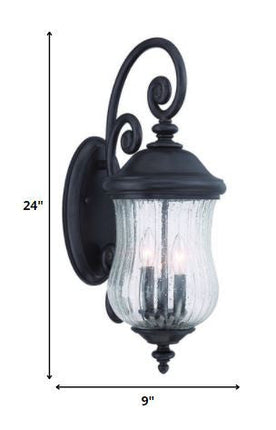 Three Light Matte Black Urn Shaped Wall Light HomeRoots