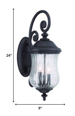 Three Light Matte Black Urn Shaped Wall Light HomeRoots