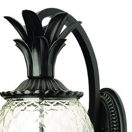 10" Black And Clear Metal and Glass Three Lights Flush Mounted Sconce