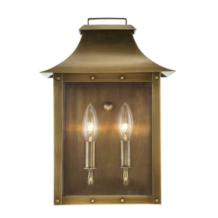 Manchester 2-Light Aged Brass Pocket Wall Light HomeRoots