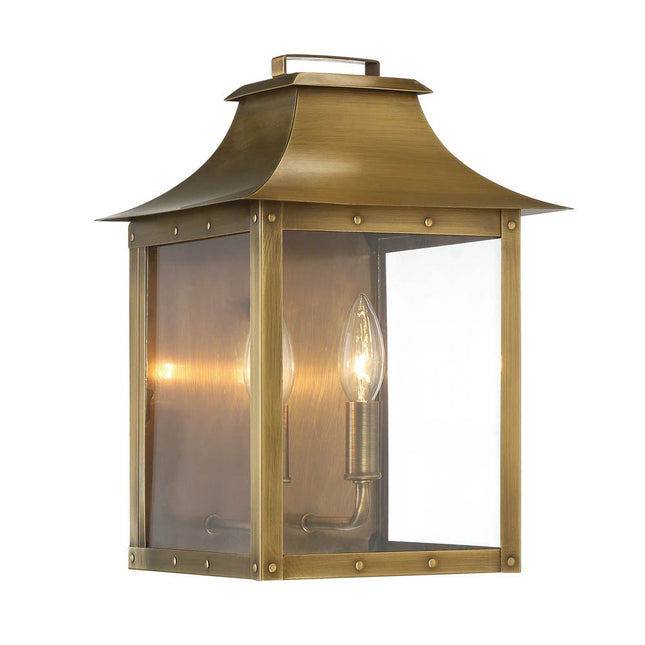 Manchester 2-Light Aged Brass Pocket Wall Light HomeRoots