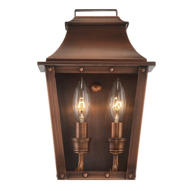 Coventry 2-Light Copper Patina Pocket Wall Light HomeRoots