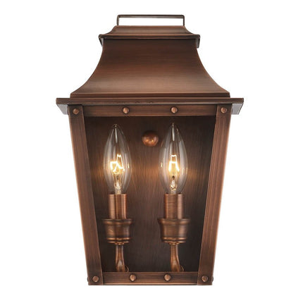 Coventry 2-Light Copper Patina Pocket Wall Light HomeRoots