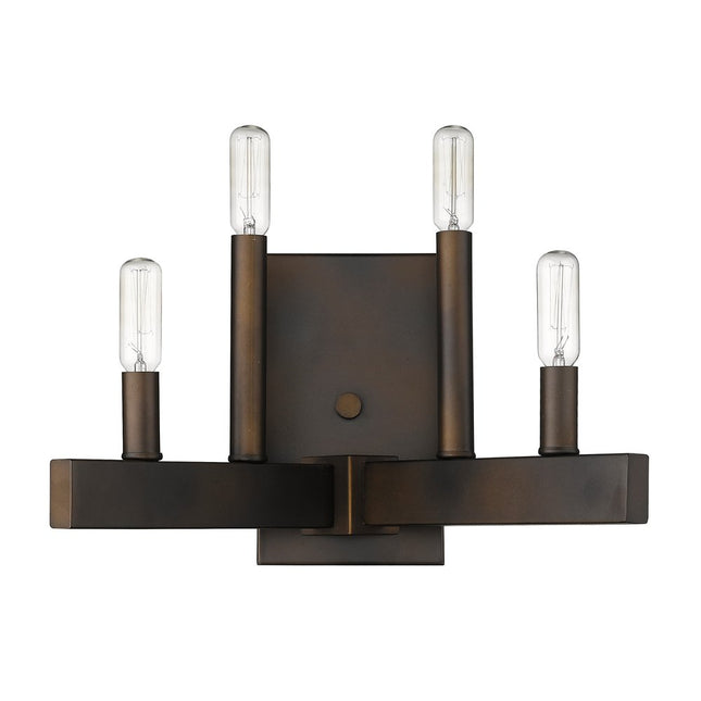 Four Light Bronze Metal Vintage Wall Sconce HomeRoots