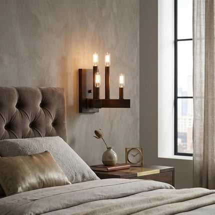Four Light Bronze Metal Vintage Wall Sconce HomeRoots