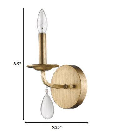 Light Gold Wall Sconce with Crystal Accent HomeRoots