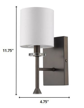 Minimalist Bronze Wall Sconce with Fabric Shade HomeRoots