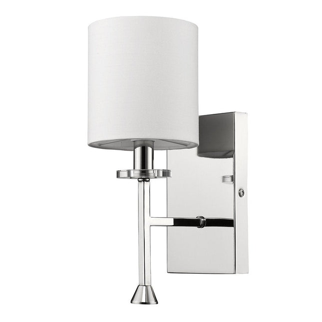 Minimalist Silver Wall Sconce with Fabric Shade HomeRoots