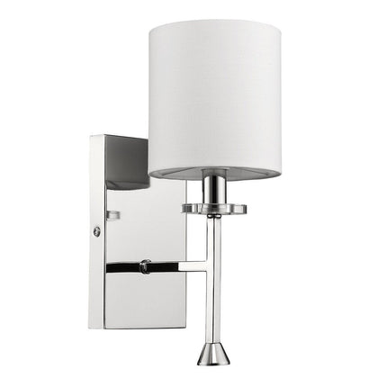Minimalist Silver Wall Sconce with Fabric Shade HomeRoots