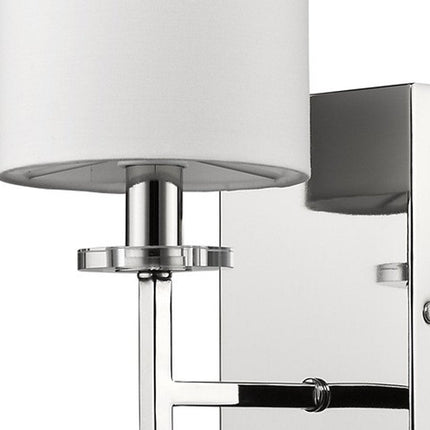 Minimalist Silver Wall Sconce with Fabric Shade HomeRoots
