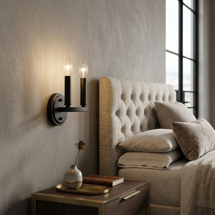 7" Black Metal Vanity Flush Mounted Sconce HomeRoots