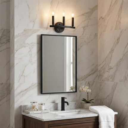 7" Black Metal Vanity Flush Mounted Sconce HomeRoots