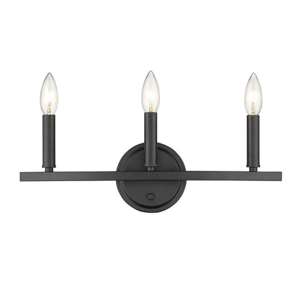 Three Light Matte Black Wall Sconce HomeRoots