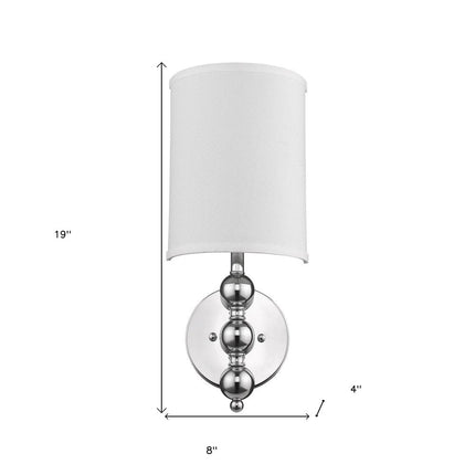 Silver Chrome Wall Light with Linen Fabric Shade HomeRoots