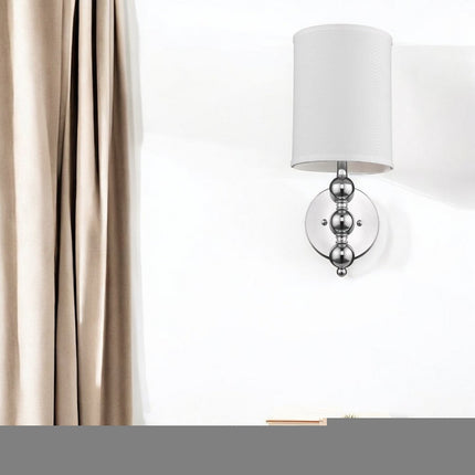 Silver Chrome Wall Light with Linen Fabric Shade HomeRoots