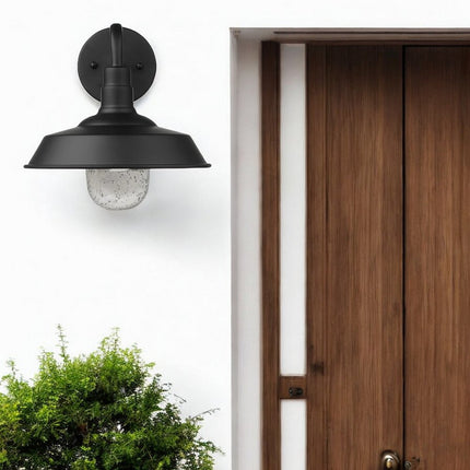 Matte Black Shallow Plate Shape Wall Light HomeRoots
