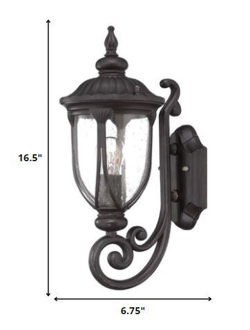 Black Cast Aluminum Glass Lantern Wall Light HomeRoots