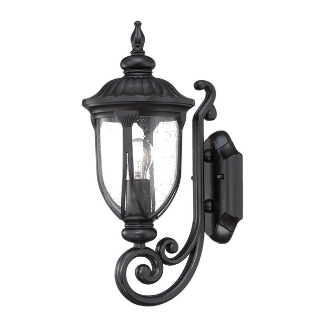 Matte Black Cast Aluminum Glass Lantern Wall Light HomeRoots