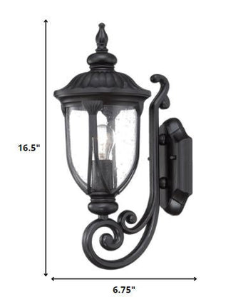 Matte Black Cast Aluminum Glass Lantern Wall Light HomeRoots