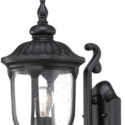 Matte Black Cast Aluminum Glass Lantern Wall Light HomeRoots