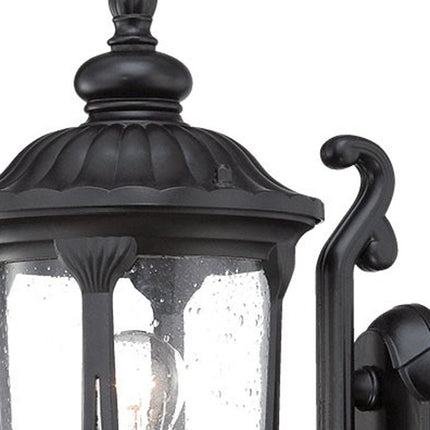 Matte Black Cast Aluminum Glass Lantern Wall Light HomeRoots