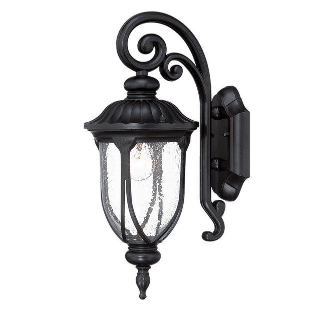 Matte Black Cast Aluminum Glass Lantern Wall Sconce HomeRoots